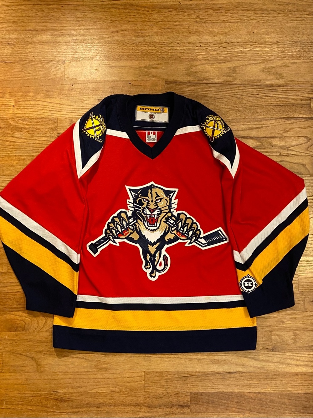 Vintage Florida Panthers “broken stick” red alternate hockey jersey